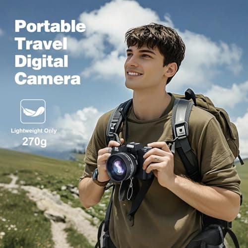 6K 64MP Digital Camera for Photography Vlogging Camera for YouTube, 180° Flip Screen, 16X Zoom Autofocus, Compact Travel Beauty Camera for Teens, 2 Batteries, with 52mm Lens, 32GB SD Card 5