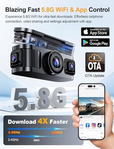 KEYROO 360° View 4K 4 Channel Dash Cam Front and Rear Inside Left Right, Built-in GPS, 5.8GHz WiFi, Car Dash Camera for Cars with App Connect, Support Parking Mode, G-Sensor, Free 128GB Card 3