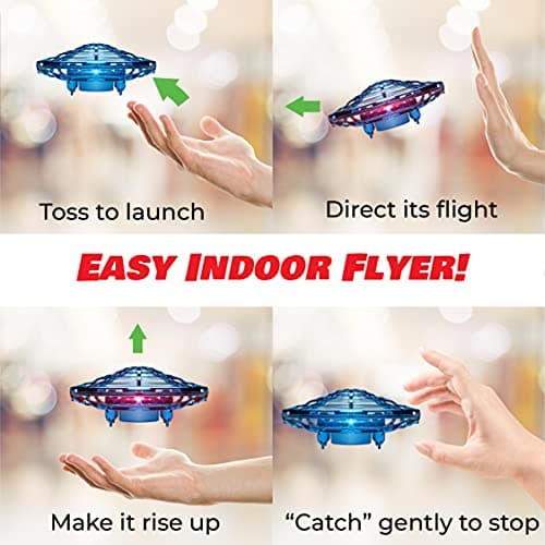 Force1 Scoot Hand Operated Drone for Kids or Adults - Hands Free Motion Sensor Mini Drones, Easy LED Indoor Rechargeable UFO Toy Flying Orb Ball Drone Toys for Boys and Girls (Blue) 5