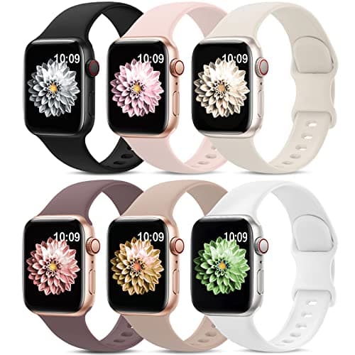 6 Pack Sport Bands Compatible with Apple Watch Band 38mm 40mm 41mm 42mm 44mm 45mm 49mm 46mm,Silicone Waterproof Strap for iWatch Apple Watch Series 11 10 9 Ultra 8 7 6 5 4 3 2 1 SE Women Men