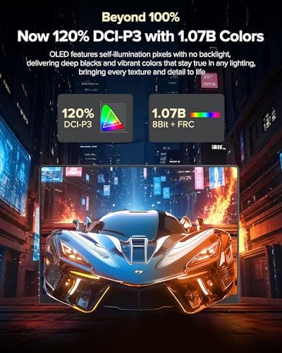 UPERFECT OLED Portable Monitor 14", 3K 2880x1800 | 120Hz | 0.1ms Portable Gaming Monitor, 500 Nits |120% DCI-P3 | 500000:1 Contrast | Ultra-Slim Design for Laptop Mini PC Phone Game Consoles 3