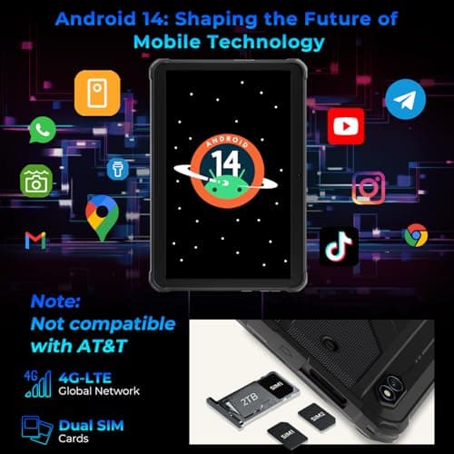 HOTWAV R8 Rugged Tablet Android 14, 10.1 inch HD+ Display 10800mAh Battery, Octa-Core 12GB RAM+128GB ROM+1TB Outdoor Tablet, 13MP+5MP Camera IP68/IP69K Waterproof, 4G Dual SIM/5G WiFi/BT5.1/GPS 2