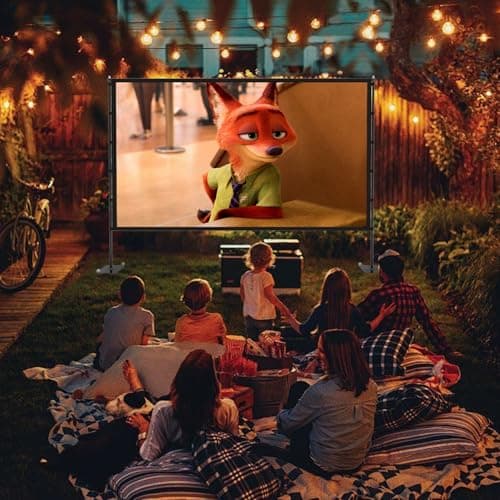 Outdoor Projector Screen with Stand - 120 inch Portable Projector Screens Indoor Outdoor Projector Screen 16:9 4K HD Outdoor Movie Screen with Carry Bag,Enioy Home Theater Projection Screen. 2