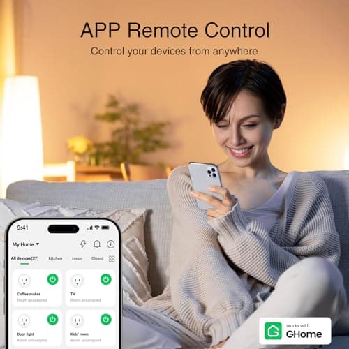 GHome Smart Plug, WiFi Smart Plugs Work with Alexa and Google Home, Smart Outlet Timer with APP Remote Control, 2.4GHz Wi-Fi Only, No Hub Required, ETL FCC Listed, White 2