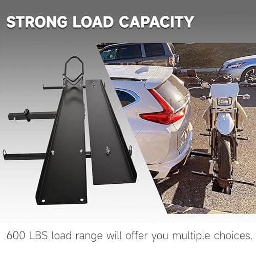 ECOTRIC 600LBS Black Motorcycle Carrier Mount Dirt Bike Rack Hitch Hauler |with Loading Ramp| Superior Heavy Duty (You Will Receive Two Packages for This Item) 2