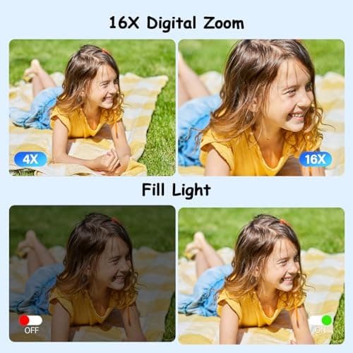 JDZ Digital Camera, 4K UHD Point and Shoot Cameras with Dual Camera, Compact Kids Digital Camera with16X Zoom Anti-Shake for Teens Boys Girls, Black 4