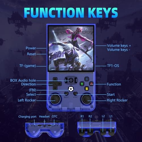 R36MAX Retro Handheld Game Console,128GB Open Source System Support 30+ Emulator Console,4.0 Inch IPS Screen Retro Gaming Console,4000mAh Battery,Portable Video Game Console for Christmas (Blue) 4