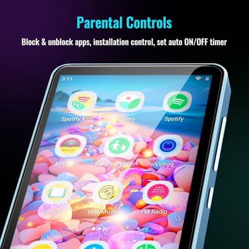 MP3 Player for Kids with Spotify, Parental Controls, Spotify Kids, Audible, Amazon Music, Libby, 4.0" IPS Kids MP4 Music Player Up to 512GB (Blue) 2