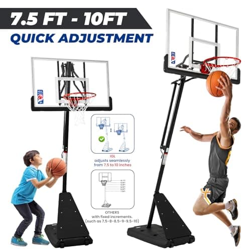 IGL Basketball Hoop Outdoor with 52 Inch Shatterproof Backboard, 10FT Height Portable Basketball Hoop Outdoor, Adjustable Basketball Goal System (Black) 2