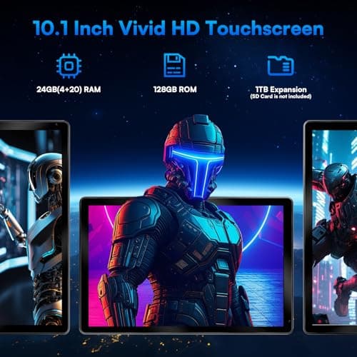 HiGrace 2025 Latest Upgraded Android 15 Tablet 10 Inch, 24GB+128GB+1TB Expand, WiFi 6 BT 5.4, Type-C Fast Charging, Dual Camera, Widevine L1 HD IPS Screen with Keyboard 2