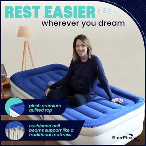 EnerPlex Twin Air Mattress with Built-in Pump - 16 Inch Double Height Inflatable Mattress for Camping, Home & Portable Travel - Durable Blow Up Bed with Dual Pump - Easy to Inflate/Quick Set Up﻿ 3