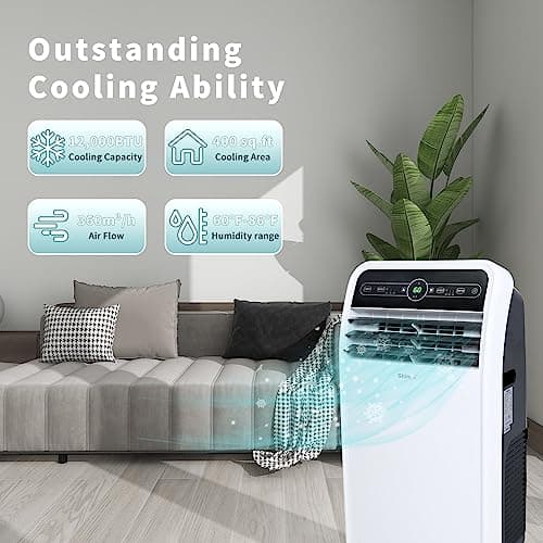 Shinco 12,000 BTU Portable Air Conditioner, Portable AC Unit with Built-in Cool, Dehumidifier&Fan Modes for Room up to 400 sq.ft, Room Air Conditioner with Remote Control, 24 Hour Timer 3