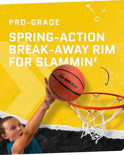 SKLZ Pro Mini Basketball Hoop - 18" x 12" Clear, Shatterproof Backboard, Breakaway Rim, Heavy Duty Net, & 5" Ball - Easy Mount Padded, Slide-On Over-Door Mounts - Suitable for Office, Dorm, Bedroom 4