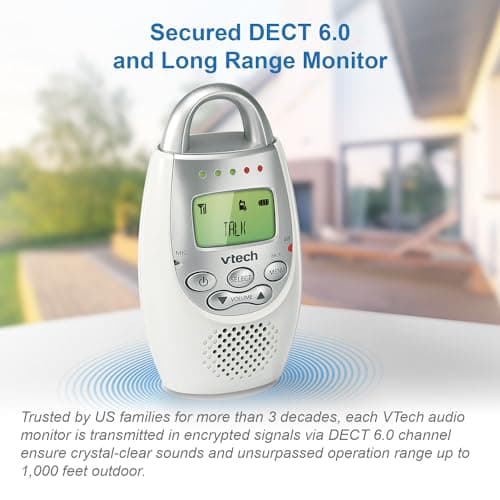 VTech Communications DM221 Audio Baby Monitor with up to 1,000 ft of Range, Vibrating Sound-Alert, Talk Back Intercom & Night Light Loop, White/Silver 4