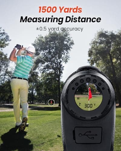 Bestsee Golf Rangefinder with Slope - 1500 Yards Laser Range Finder Golf for Hunter,High-Precision Flag Pole Locking Vibration,7X Magnification, USB-C Rechargeable Rangefinders Magnet Strip 3