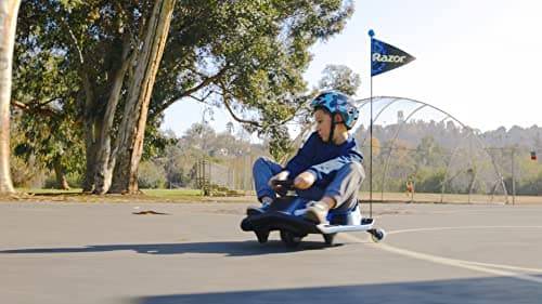 Razor Crazy Cart Shift Electric Go Kart for Kids Ages 6+ - 12V Drifting System, High/Low Speed Switch, Simplified Drifting, Riders up to 120 lbs, Black/Blue 5