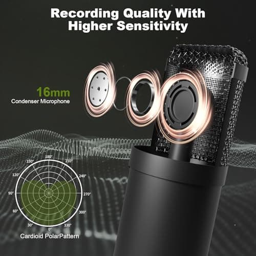 Hayner-Seek Podcast Equipment Bundle for 2, All-Metal Audio Interface DJ Mixer with Podcast Microphone,Voice Change,48V for Podcast, Streaming, TikTok, YouTube, PC, Smartphone (V1) 3