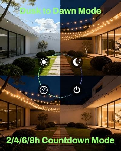 BN-LINK Outdoor Light Timer, Waterproof Plug-in Dusk-to-Dawn Controller with 2 Grounded Outlets for Christmas & Halloween String Lights, 15A 1/2HP, ETL Listed, 100 ft RF Range, Remote Included 4