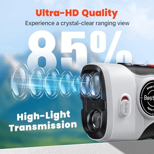 Bestsee Golf Rangefinder with Slope & Red Backlight, 1500Yards Laser Range Finder, 0.3s FlagLock Vibration, 7X Magnification, Magnet Stripe, 85% Transmission Lens for Golfing/Hunting, Golf Accessories 2