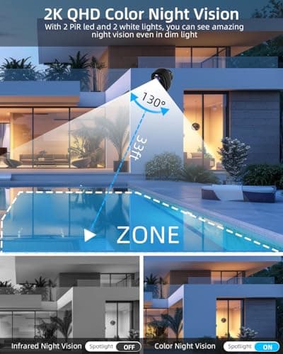 ELECCTV 5G/2.4G WiFi Security Cameras Wireless Outdoor, 2K 5G Security Camera with AI Motion Detection, Color Night Vision, Siren, IP65, 2-Way-Audio, Support Alexa&Google Assistant, Cloud/SD (4) 2