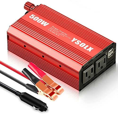 YSOLX 500W Power Inverter 12V to 110V for Vehicles with Dual Fast Charging 24W USB and 2 AC Outlets, Ideal for Road Trips, Camping, and Vehicle Power Needs​