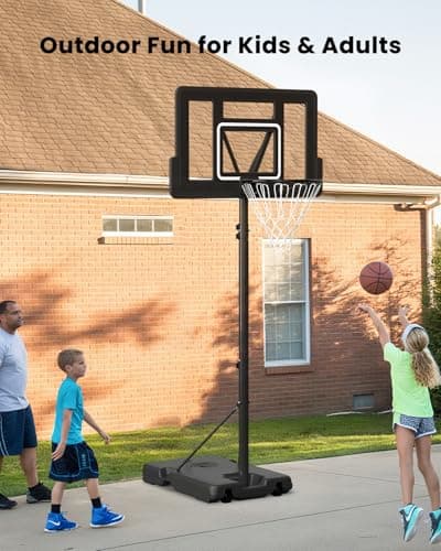 IGL Portable Basketball Hoop, Adjustable Basketball Goal System 4.28-10FT, 44 Inch PC Backboard Outdoor Basketball Hoop & Goals for Kids, Youth, and Adults in The Backyard, Driveway, Court 2