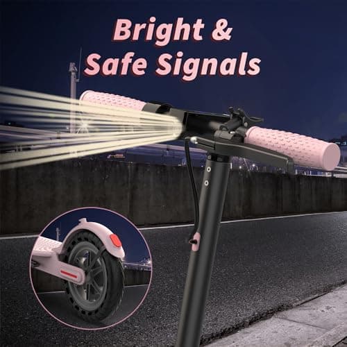 Roinside Electric Scooter - 8.5" Solid Tires, 350W Motor, Up to 19 MPH and 15 Miles Long-Range Commuting Foldable Scooter for Adults with Dual Braking System and Smart App, Pink 2