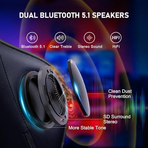 GTRACING Gaming Chair with Footrest Speakers Video Game Chair Bluetooth Music Heavy Duty Ergonomic Computer Office Desk Chair 3