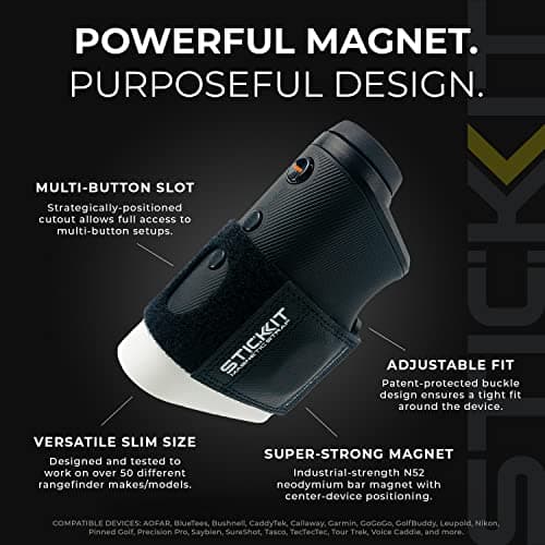 STICKIT Magnetic Rangefinder Strap | Strong Magnet Securely Holds to Golf Carts and Golf Clubs for Easy Access | Slim, Form Fitting, Size Adjustable 2