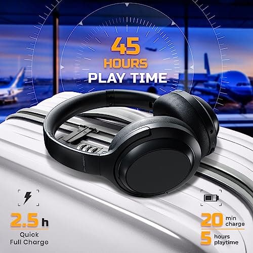 TREBLAB Z7 Pro - Hybrid Active Noise Cancelling Headphones, Signature aptX-HD Audio, Memory Foam Ear Cups, Foldable, 45H Play, Bluetooth 5, Fast Charging, Workout Over Ear Headphones Wireless With Mic 4