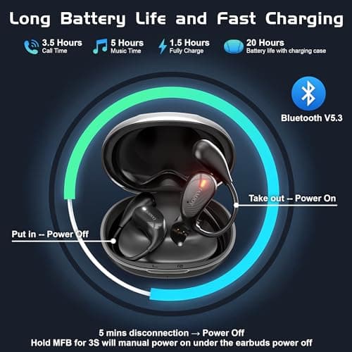 IAMJOY Language Translation Earbuds, 163 Two Way AI Translator Earbuds Language Translator OWS Earbuds Real Time 3-in-1 Online Translator Device with APP Fit iOS ＆ Android for Travel Business Learning 4