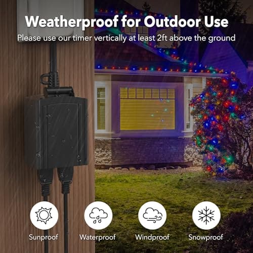 BN-LINK 24 Hour Heavy Duty Mechanical Timer, Outdoor Timer Outlet Waterproof with 30 Minutes Intervals, 2 Grounded Outlets for Christmas Lights Pool Pump,15A 1/2HP, ETL Listed 5