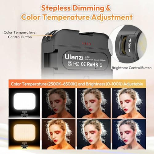 Ulanzi VL100X Selfie Light, Clip LED Light Panel for Phone/Laptop/Tablet/Computer, Bi-Color Portable Clip Camera Light with Dimmable 2500-6500K with 2000mAh Battery for Video Conference/Picture 2