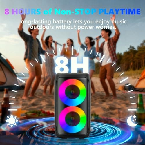 Karaoke Machine, Portable Bluetooth Speaker with 2 Wireless Karaoke Microphones, Karaoke Machine for Adults Kids with PA System,Stage Monitors Support TWS/TF/USB/AUX for Home Party Stage,Xmas Gifts 3