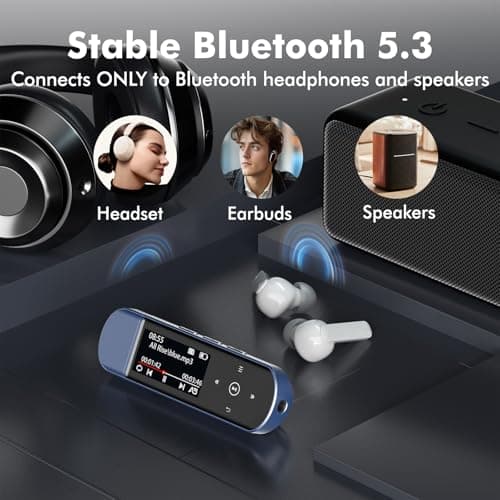 RUIZU 64GB USB MP3 Player with Bluetooth 5.3, Clip Jam Portable Music Player for Sports Running, USB MP3 Player Stick with FM Radio, Voice Recorder, Digital Audio Shuffle Repeat, Phone File Transfer 2