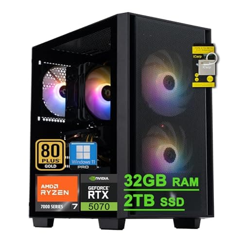 acer Nitro 60 Gaming Desktop Computer AMD Octa-core Ryzen 7 7700 (>i9-13900H) 32GB DDR5 2TB SSD GeForce RTX 5070 12GB GDDR7 DLSS4 (Up to 988 AI Tops) 850W 80+ Gold PSU Type-C Win11Pro ICP Hub