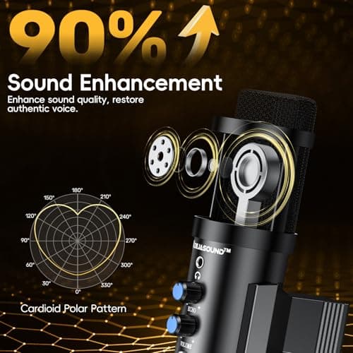 Dejasound Upgraded Studio Recording Microphone with Isolation Shield & Pop Filter - Music Condenser Mic for Podcasting, Singing, Home Studio - Sound for PC, Laptop, Smartphone 2