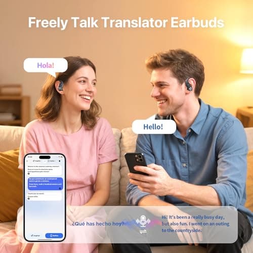 AI Translation Earbuds Real-Time : 166 Languages, 8 Offline Translation Packs, Noise Canceling, 60 Hours Battery - Seamless Translator Headphones for Travel Business Learning, iOS & Android Support 2