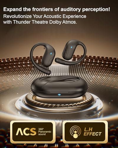 munash Open Ear Headphones, Bluetooth Headphones V5.4 Wireless Sport Earbuds with Charging Case, IP54 Waterproof 50H Playtime Lightweight Design Fit for Cycling, Running, Walking, Workout 3