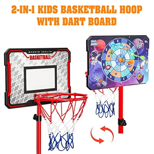 Meland Kids Basketball Hoop - Adjustable Height 2.9ft-6.2ft Toddler for Kids, Goal Indoor & Outdoor Toys Backyard Outside Boys Age 3 4 5 6 7 8 Years Gift 4