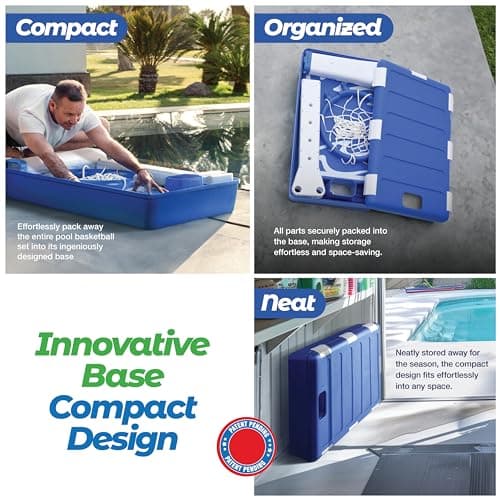 Play22 Swimming Pool Basketball Hoop - 4 Adjustable Height - Revolutionary Base and Storage System, Large Backboard 33"x 54", Pool Toys Basketball Game, Includes 2 Balls and Pump 3