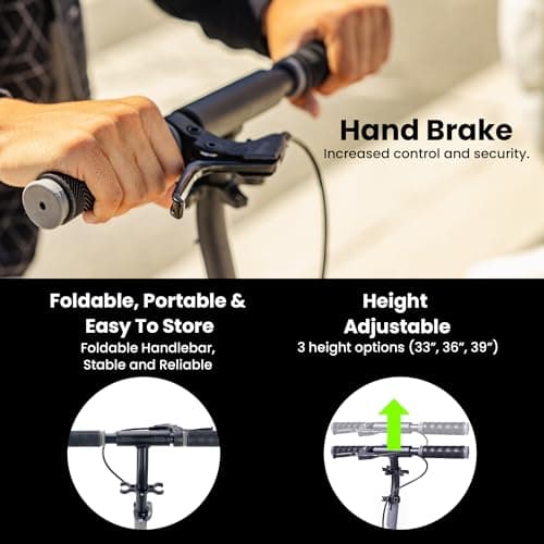 Aero Big Wheels Kick Scooter for Kids 8-12, Teens & Adults | Hand Brake, Rubber Deck Mat & Shock Absorption | Foldable & Height Adjustable, 220lbs Max 3