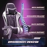 Homall Gaming Chair, Computer Chair with Footrest and Massage Lumbar Support, Ergonomic High Back Video Game Chair with Swivel Seat and Headrest (White) 4