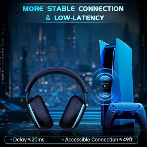 Gtheos 2.4GHz Wireless Gaming Headphones for PS5, PS4 Fortnite & Call of Duty/FPS Gamers, PC, Nintendo Switch, Bluetooth 5.3 Gaming Headset with Noise Canceling Mic, Stereo Sound, 40+Hr Battery -Black 3