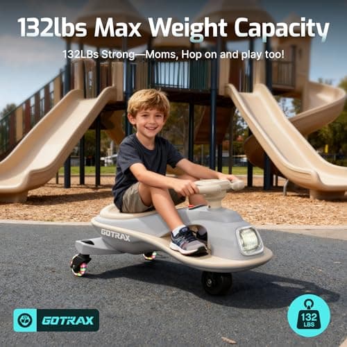 Gotrax WG1 Electric Wiggle Car for Kids, 12V Big Battery up to 120Min Playtime, Music Speaker &Rear Flash Wheels, Battery Display & Easy Assembly w/Pedal Throttle, Crazy Cart Gift for Ages 3+, 132Lbs 4