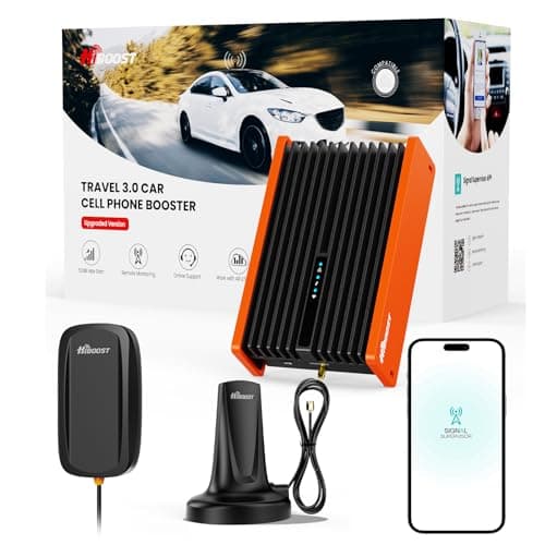 HiBoost Cell Phone Booster for Car and SUV Pickup, 2025 New Signal Booster 5G & 4G LTE for All U.S. Carriers Verizon, AT&T, T-Mobile, with Enhanced Magnetic Roof Antenna | FCC Approved