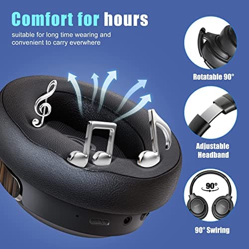 BERIBES Bluetooth Headphones Over Ear, 65H Playtime and 6 EQ Music Modes Wireless Headphones with Microphone, HiFi Stereo Foldable Lightweight Headset, Deep Bass for Home Office Cellphone PC Ect. 4