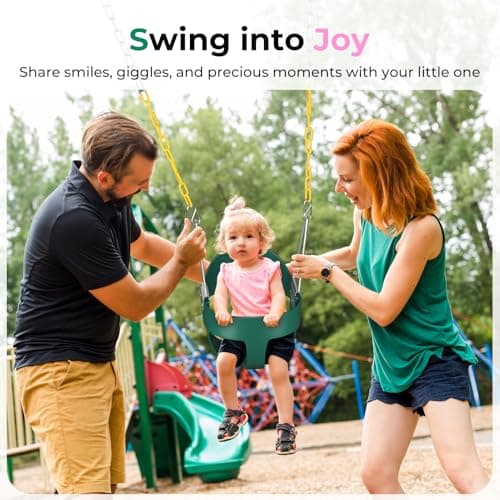 DECORLIFE Toddler Swing, Baby Swing Outdoor –High Back Full Bucket Swing Set, 330lb Capacity, Safety Design, Plastic-Coated Chains and Quick-Snap Carabiners for Backyard, Playground 4