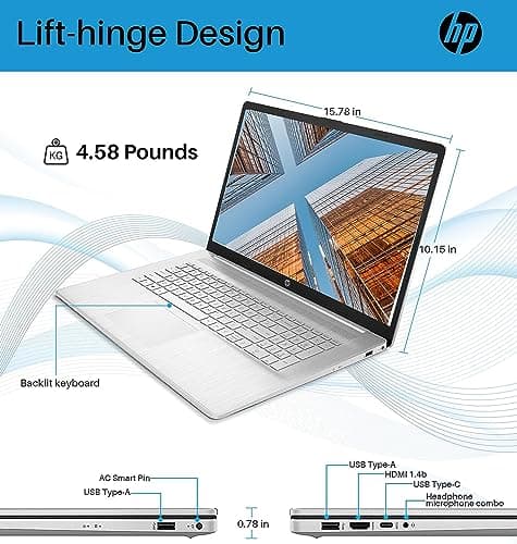 HP 2023 17.3" HD Touchscreen Laptop, for Business and Students, AMD Ryzen 5 7530U (Beats i7-1165G7), 16GB RAM, 1TB SSD, AMD Radeon Graphics, Wi-Fi 6, Bluetooth, Webcam, Windows 11 Home 2