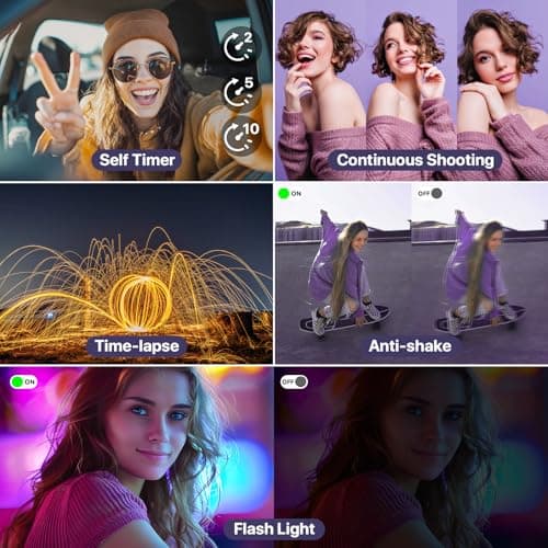 8K Digital Cameras for Photography with WiFi,Autofocus 88MP Vlogging Camera for YouTube with Dual-Lens,16X Digital Zoom Point and Shoot Camera,3.2''Touch Screen, Anti-Shake,2 Batteries &Charging Stand 5